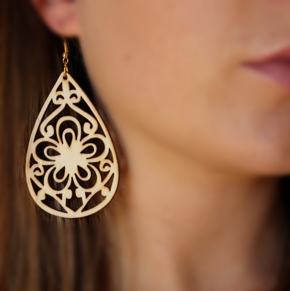 *2 for $15* Cream Wood Drop Earrings